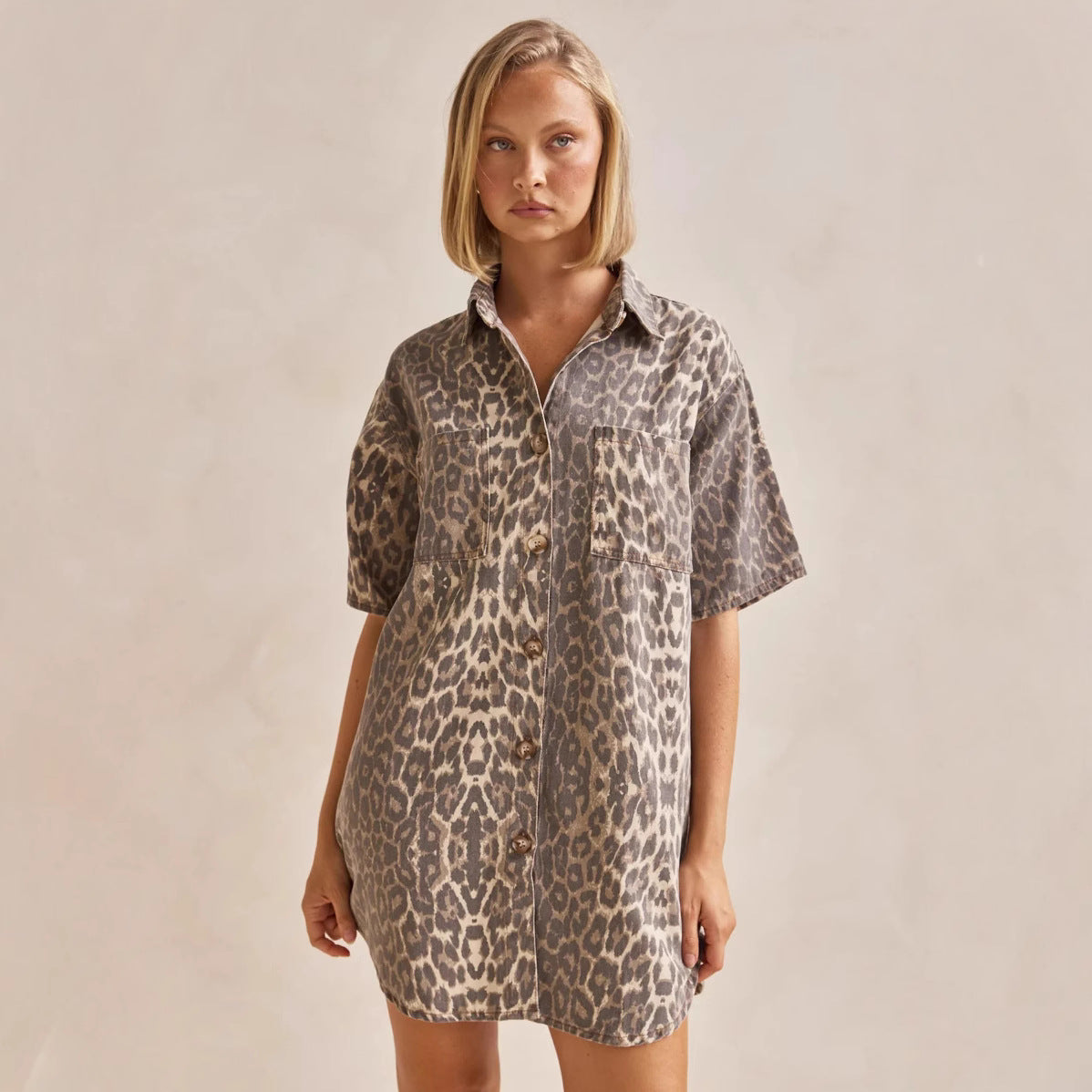 Casual Retro Leopard Print Lapel Loose Suits