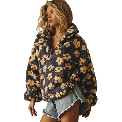 Women's Polar Fleece Flower Fashion Warm Fur Sweaters