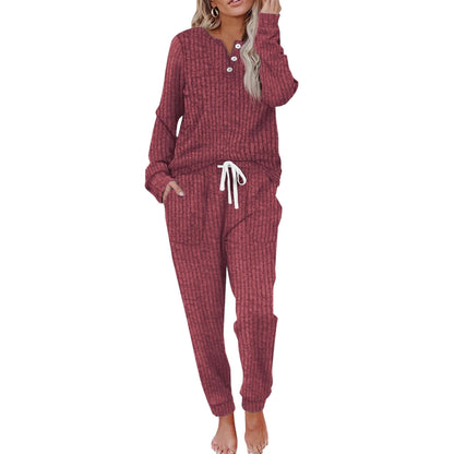 Women's Two-piece Casual Pocket Buckle Sports Trousers Sweaters