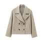 Women's Versatile Two-tone Double Breasted Wool Overcoat Coats