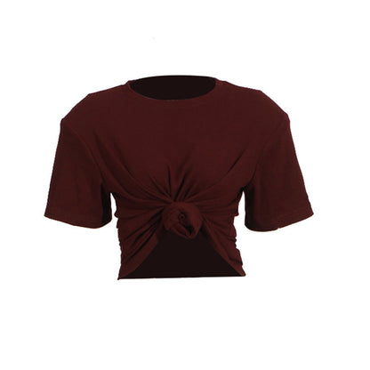 Women's Summer Fashion Round Neck Solid Color Minimalist Blouses