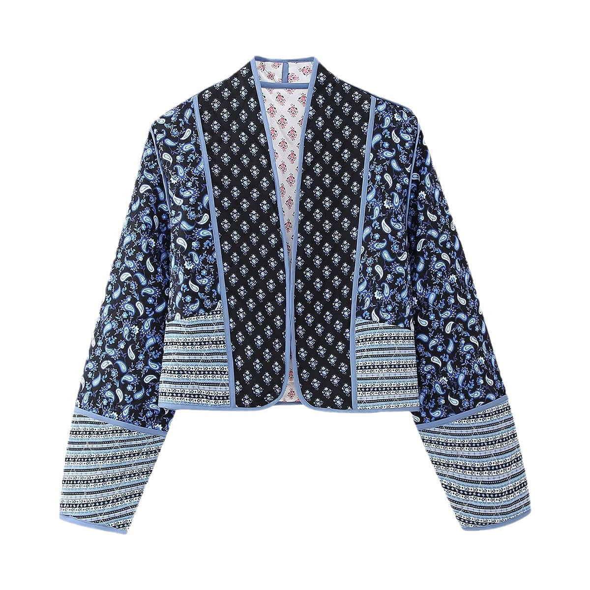 Women's Printed Two-sided Quilted Color Matching Small Coats
