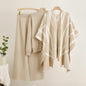 Women's Temperament Idle Style Knitted Shawl Cape Wide Leg Suits