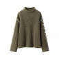 Women's Street Fashion High Collar Contrast Color Sweaters