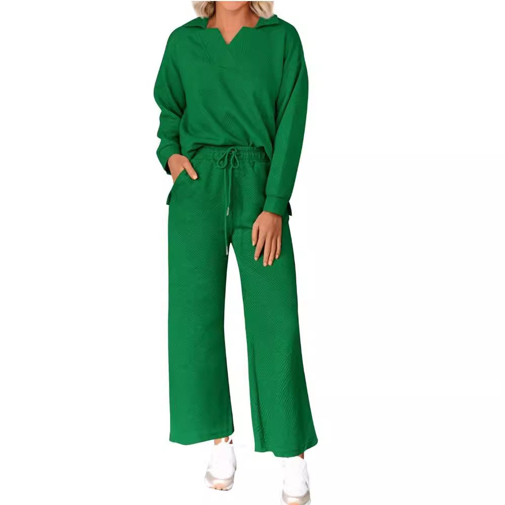 Color Texture Fashion Casual Set Autumn Suits