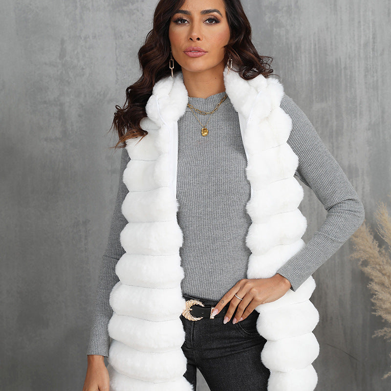 Women's Faux Fur Mid-length Zipper Winter Clothing