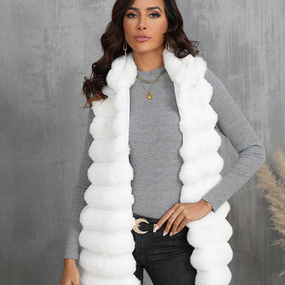 Women's Faux Fur Mid-length Zipper Winter Clothing