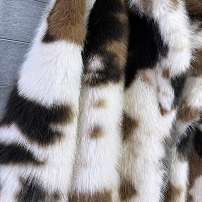Women's Pattern Imitation Fox Furry Fur Extended Coats