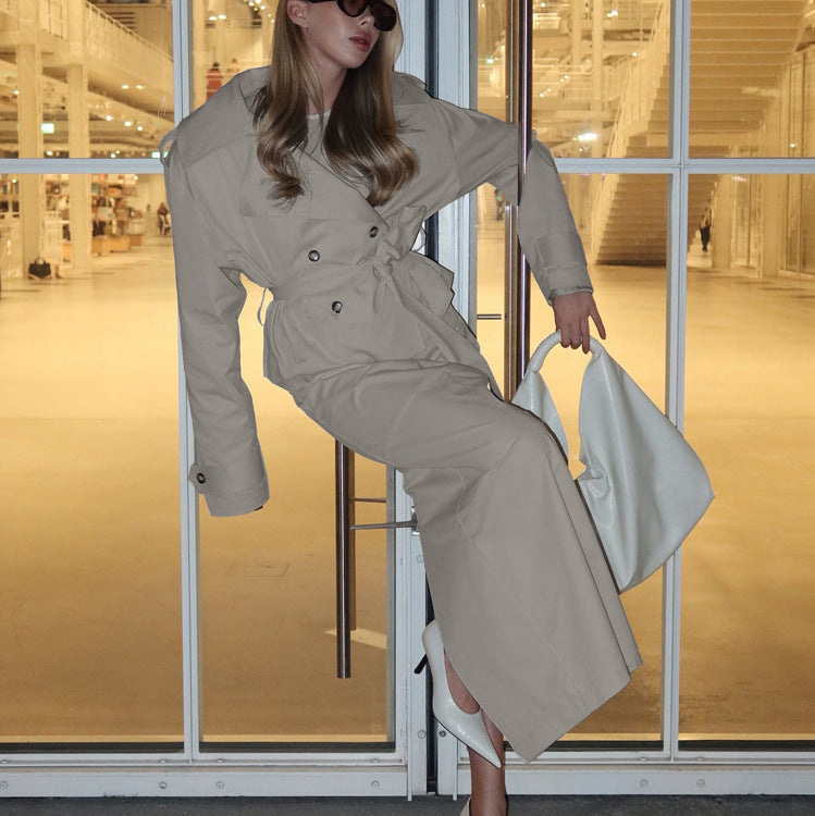 Women's Fashion Autumn Lapel Long Sleeve Trench Suits