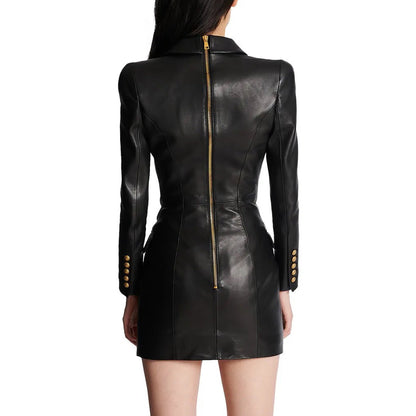 Women's Fashion Simple Temperament Slim Slimming Leather Dresses