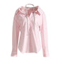 Women's Loose Mid-length Striped Long-sleeved Shirt High-grade Halter Blouses