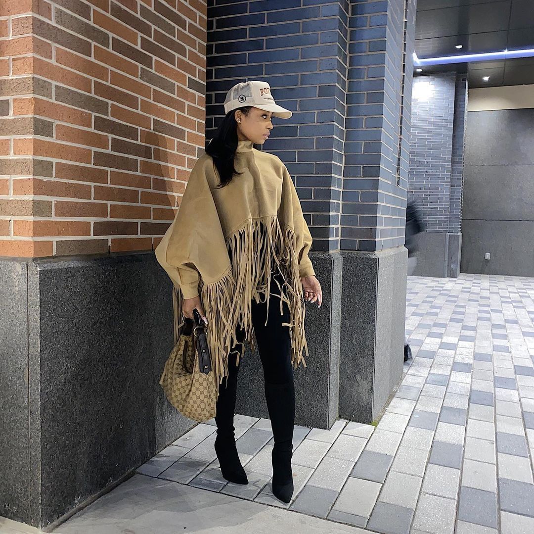 Women's Premium Suede Tassel Shawl Cape Coats