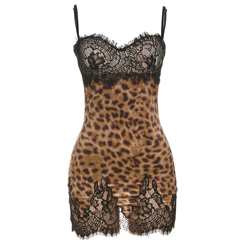 Women's Summer Hot Sexy Backless Lace Splicing Dresses