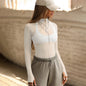Women's Sexy Hot Mesh Long Sleeve Slim Fit Slimming Blouses