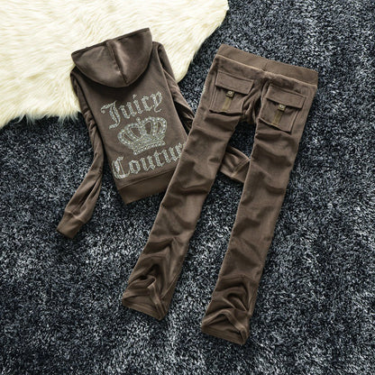 Women's Silk Veet Crown Hot Drilling Lettered Coats