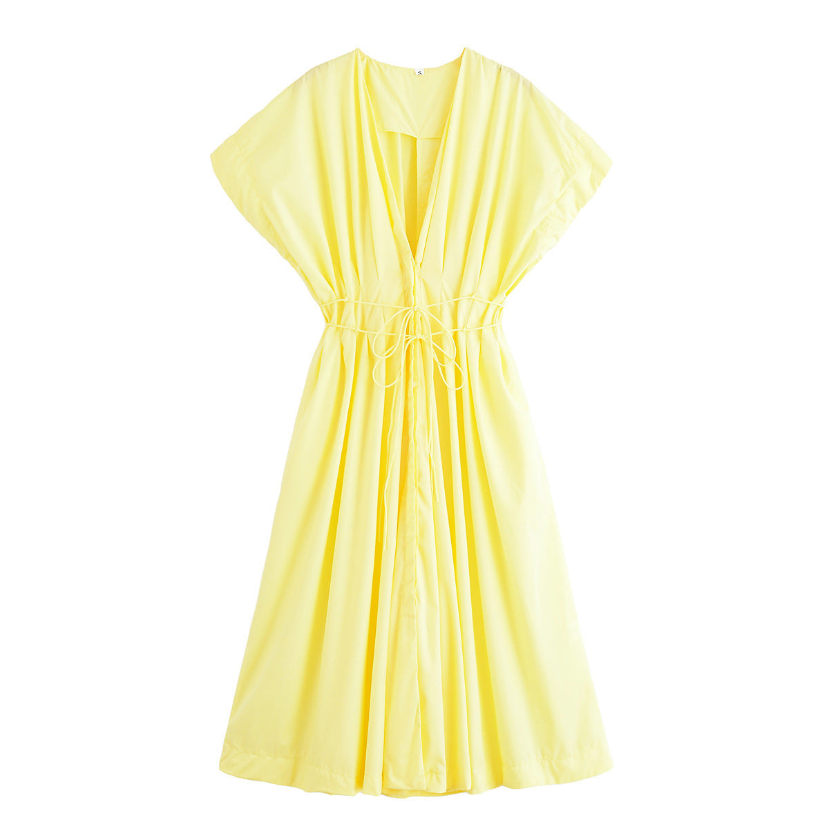 Women's Pullover Pleated Draping Shoulder Sleeve Midi Dresses