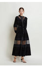 Women's Fashion Stand Collar Pearl Single-breasted Lace Stitching Dresses