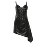 Women's Leather Sling Backless Waist Trimming Knotted Dresses