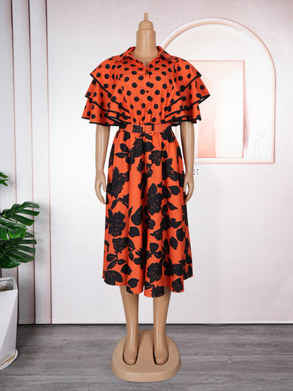 Women's Printed Shirt Dress A- Line African Dresses