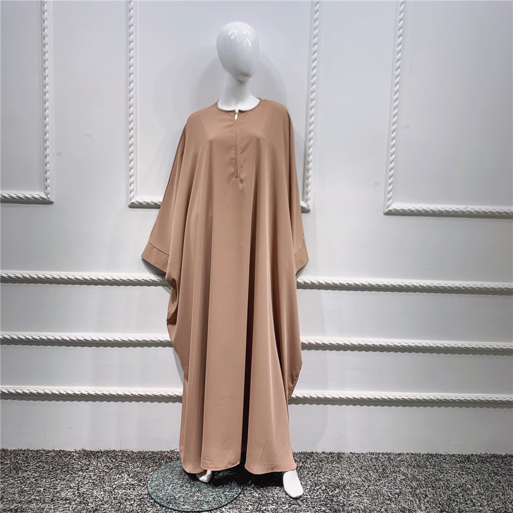Large Swing Solid Color Batwing Sleeve Dresses