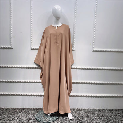 Large Swing Solid Color Batwing Sleeve Dresses
