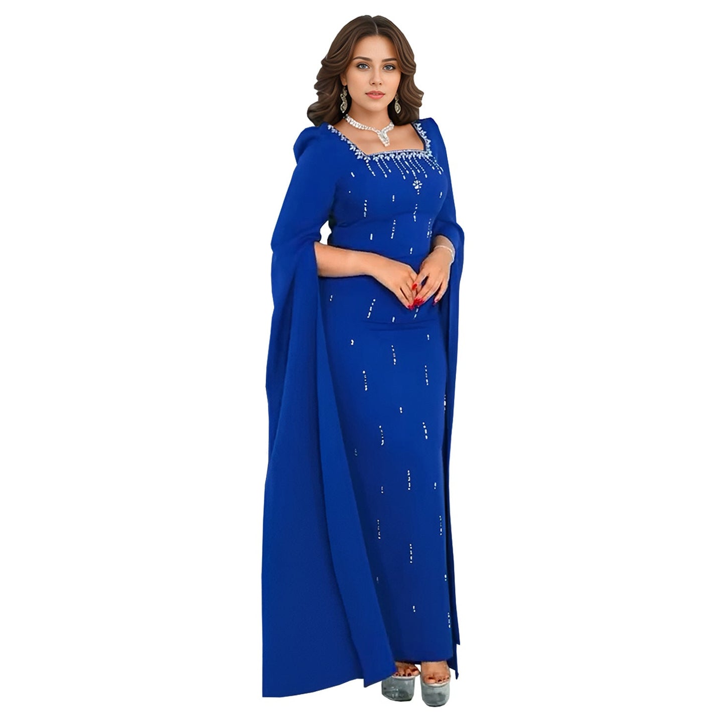 Women's Fashion Wear Back Slit Cape Sleeve Dresses