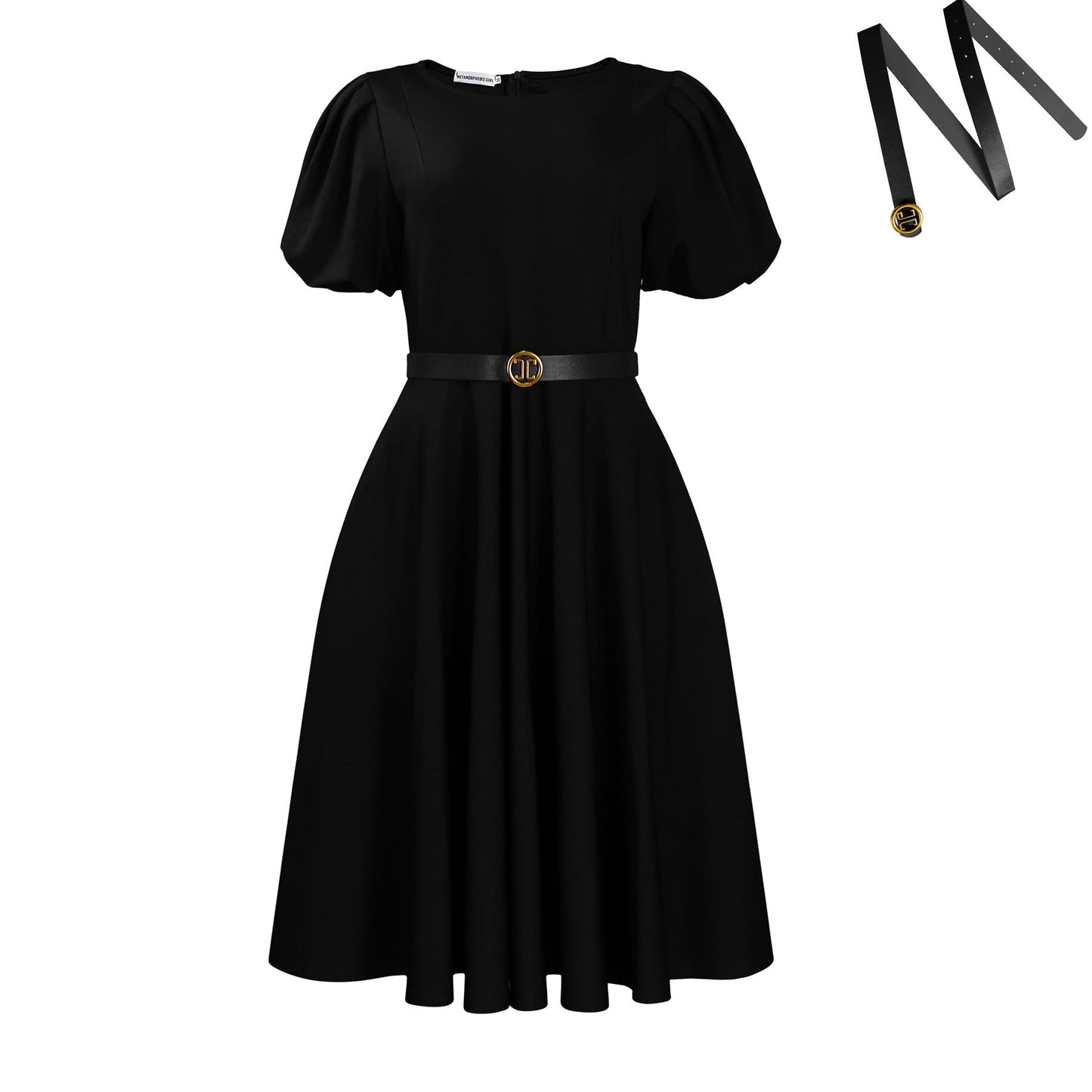 Women's Round Neck Elegant Large Hem Puff Sleeve Dresses