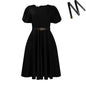 Women's Round Neck Elegant Large Hem Puff Sleeve Dresses