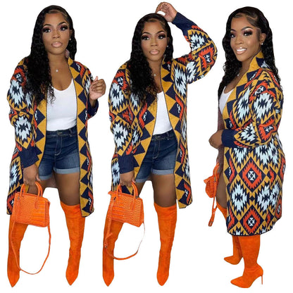 Women's Long With Flower Handmade Knitted Sweaters