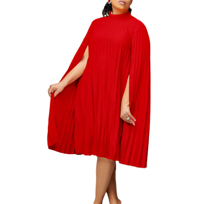 Women's Spring Fashion Loose Temperament Cape Pleated Plus Size