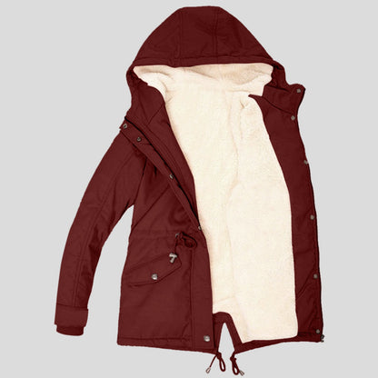 Women's Cinched Slimming Veet Padded Thickened Warm Cotton Mid-length Coats