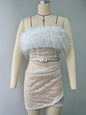 High Waist Sexy Sequins Dress Feather Dresses