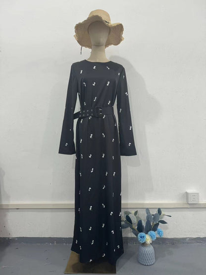 Long Sleeves Slim Fit Ruffled A- Dresses