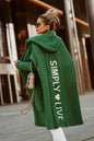 Long Lapel Hooded Letter Wool Loose Sweaters
