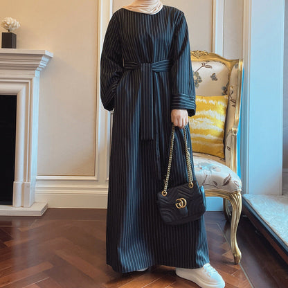 Turkish Striped Waist Girdle Small Maxi Dresses