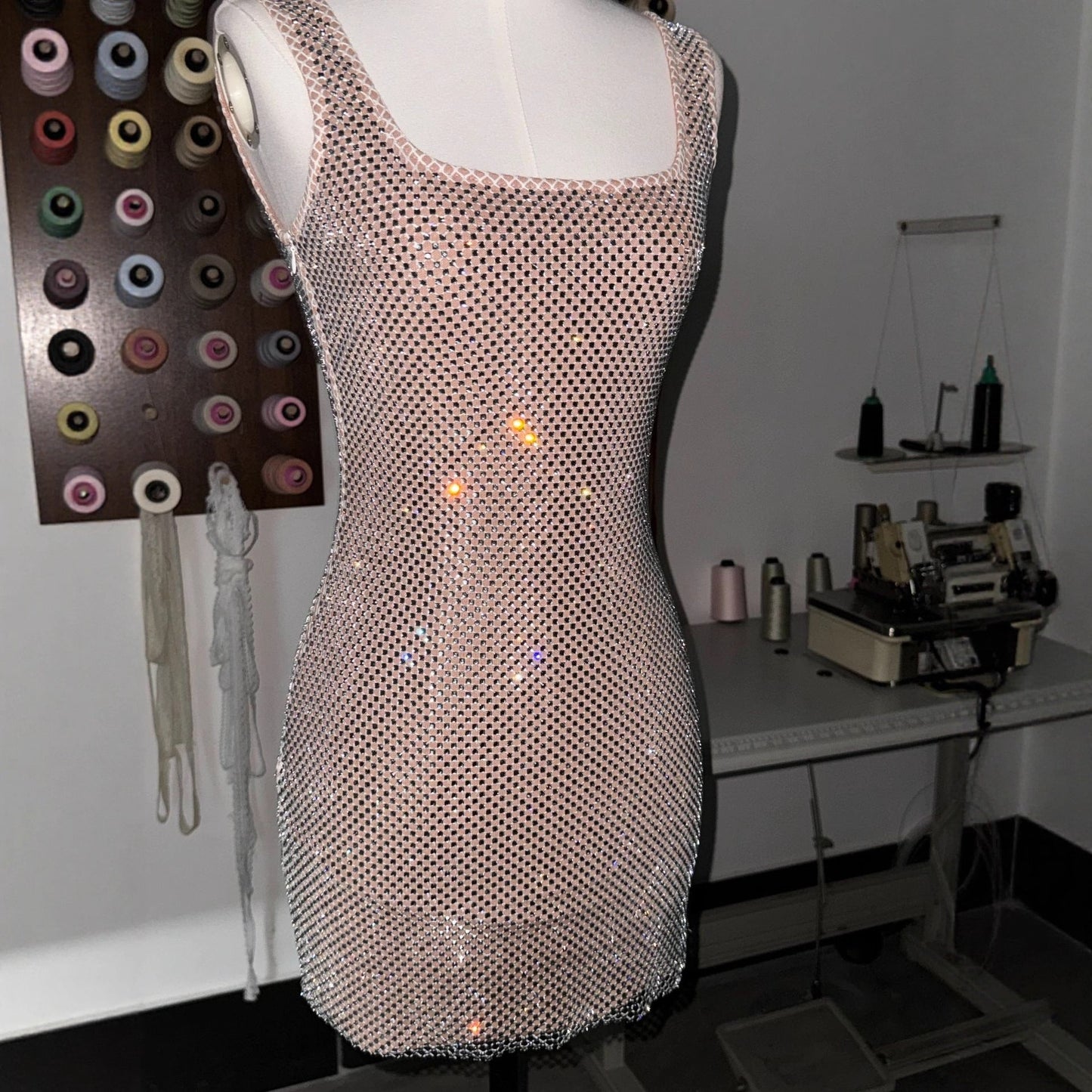 Rhinestone Sexy Suspenders Backless Sleeveless High-grade Dresses