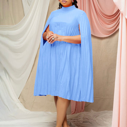 Women's Spring Fashion Loose Temperament Cape Pleated Plus Size