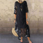 Round Neck Sleeve Lace Long Dress Shorts