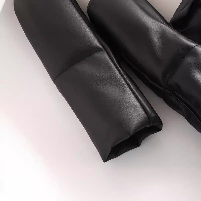 Women's Thick Warm Faux Leather Parka Hooded Coats
