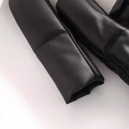 Women's Thick Warm Faux Leather Parka Hooded Coats