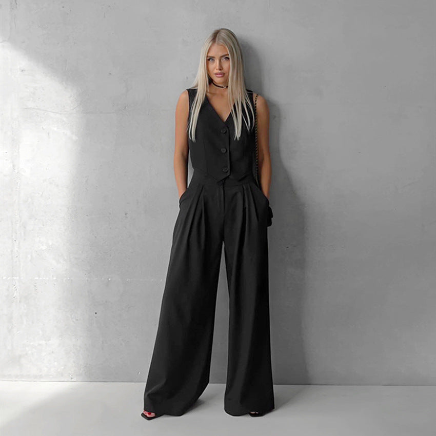 Simple Stylish Casual Sleeveless Solid Color Suits