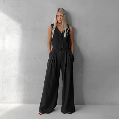 Simple Stylish Casual Sleeveless Solid Color Suits