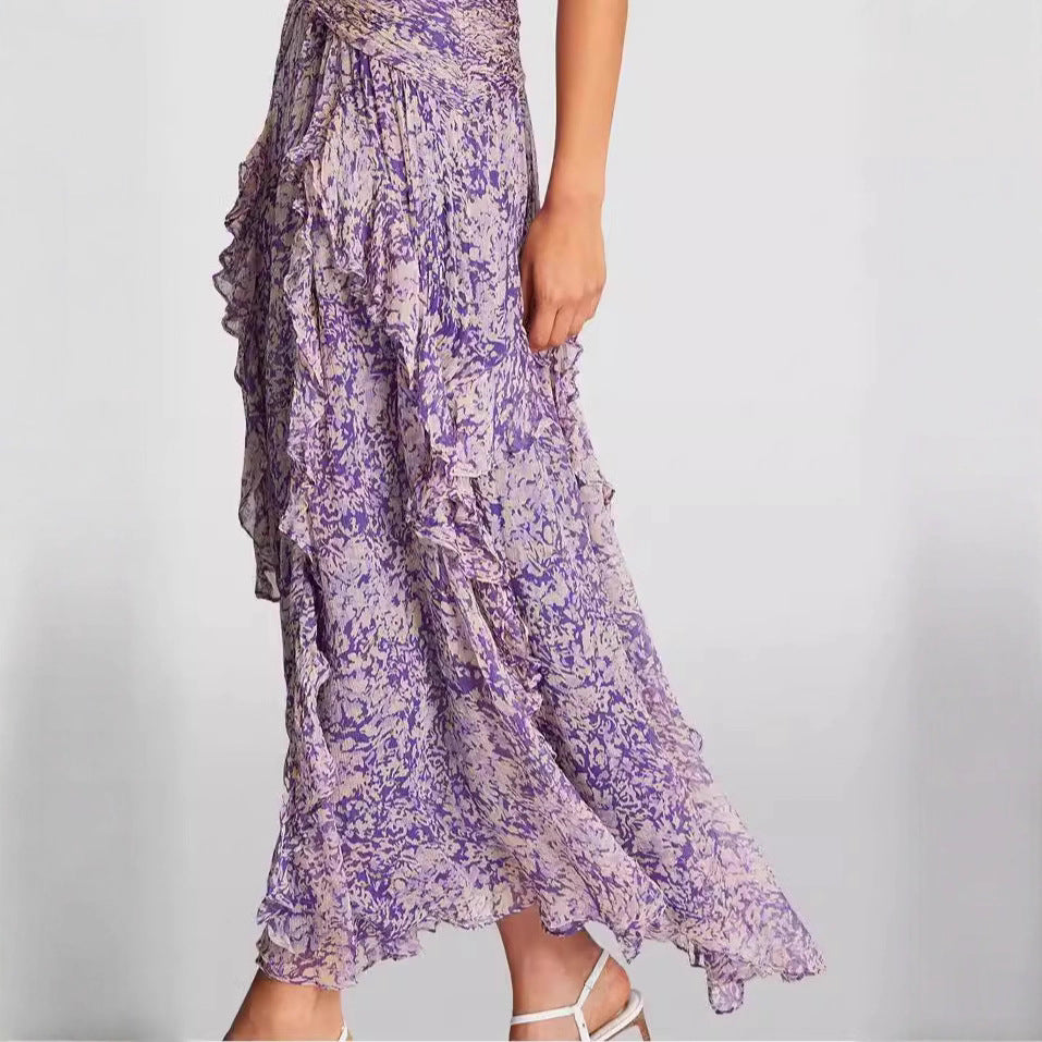 Women's Chiffon Printed Fairy Long Elegant Dress Dresses