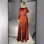 Women's Wear Satin Pure Color Ruffles Large Dresses
