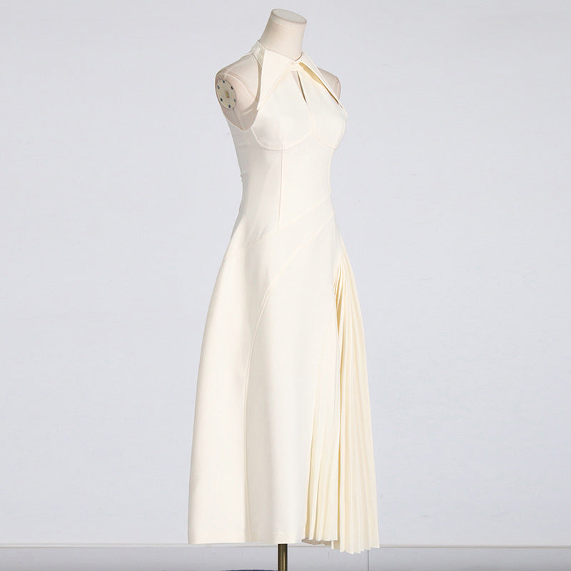 Women's Hollow Design Sleeveless Cinched Pleated Dress Dresses