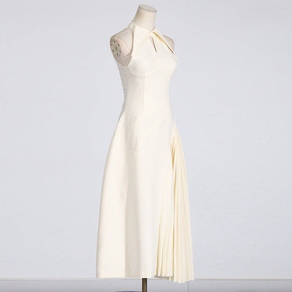 Women's Hollow Design Sleeveless Cinched Pleated Dress Dresses