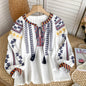 Women's Retro Embroidered Shirt Bohemian Vacation Style Tops