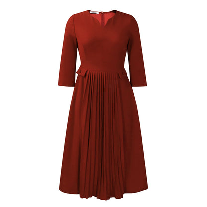 Women's Solid Color Fashion Pleated Sleeve African Dresses