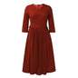 Women's Solid Color Fashion Pleated Sleeve African Dresses