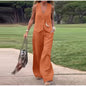 Women's Cotton Linen Sleeveless Waistcoat Trousers Two-piece Set Suits